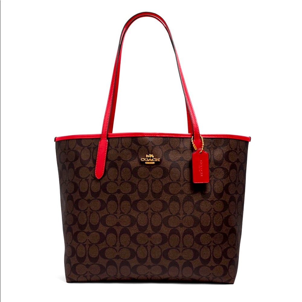 Signature, leather coach tote!